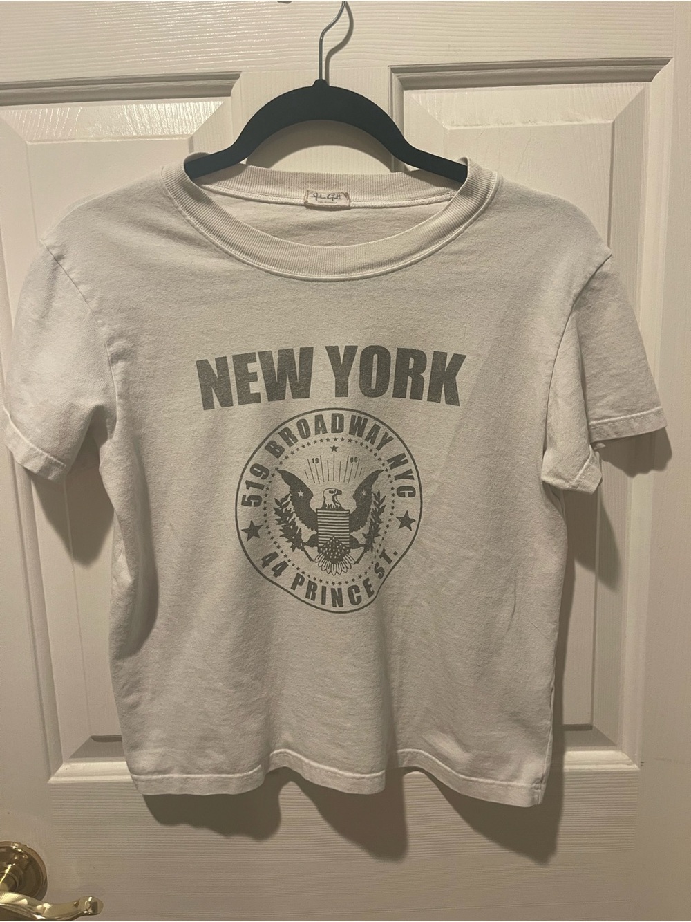 Brandy Melville White Tee with Gray New York Emblem